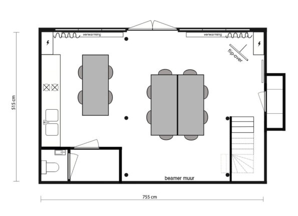 Plattegrond Locatie Hofboog, vierkante opstelling.